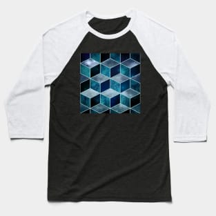 Fun Galactic Stars and Sky Cube Geometric Pattern Baseball T-Shirt